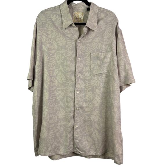 Tasso Elba Island Print Hawaiian Shirt Mens 2XL Pink Silk Linen Blend - Picture 1 of 5